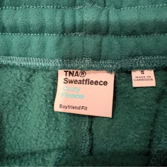 Aritzia TNA Cozy Fleece Boyfriend Fit Sweatpant in Kelp Green, Sz S - Picture 14 of 16